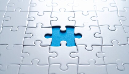 Fototapeta premium Puzzle with Empty Slot and Blue Piece Missing