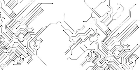 Electronic motherboard circuit board texture. Abstract background Black-white tone. Digital circuit line and curve polygonal connections concept. Vector illustration. 