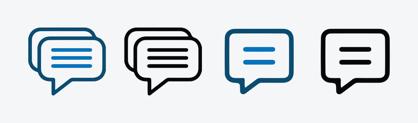 Blue and Black Chat Message Icons Set
