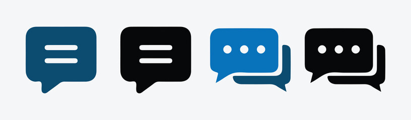 Blue and Black SMS Chat Icons Set
