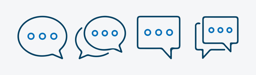Blue Outline Chat Bubble Icons Set