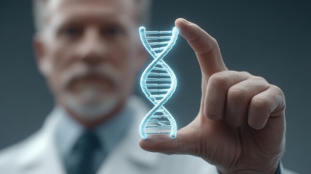 Advanced Examination of a Luminous Double Helix Hologram Displaying DNA Structure in Laboratory Setting with Professional Researcher