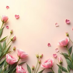 A warm and cozy love background with pink floral beauty. 
