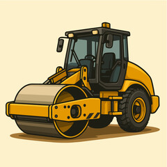 Fototapeta premium Smooth Drum Road Roller Compactor For Asphalt And Soil Compaction Projects