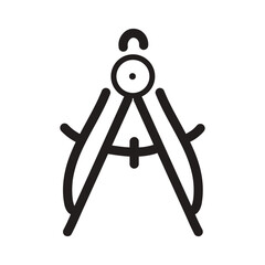 A black line art icon of a drawing compass cleverly designed to form the letter A.