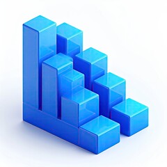 Obraz premium Blue 3D isometric bar graph showing decline