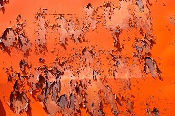 old orange rusty  iron  paint wall