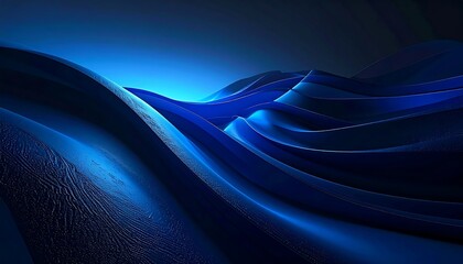 Abstract blue waves, undulating surfaces, gradients, and textured light