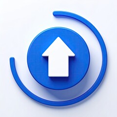 Blue circle with upward arrow and curved line