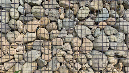Stone Wall with Metal Grid Pattern Texture