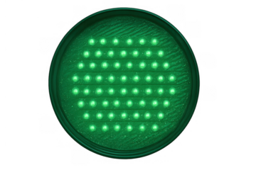 Green traffic light displaying led lights, indicating go, safety, and allowing traffic to proceed, transparent background