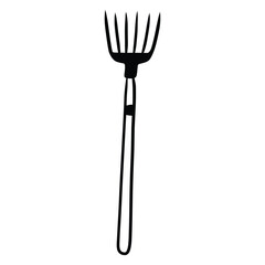 Long Handled Garden Rake or Cultivator Silhouette