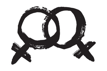 Hand drawn lesbian identity sign Symbol used to represent sex and gender