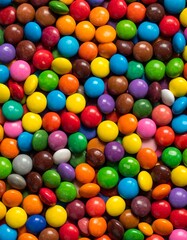Fototapeta premium A vibrant top-down shot of colorful candies scattered closely together