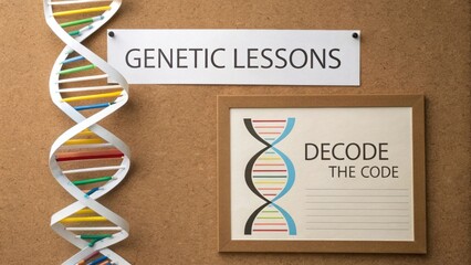 Educational Visual on Genetic Lessons Featuring DNA Structure and Decoding Instructions for Learning Purposes