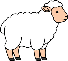 Cartoon sheep standing profile view with wool peach colored face legs