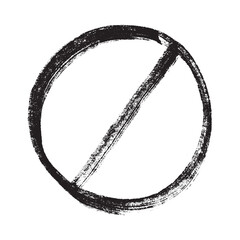 Hand drawn prohibition sign No entry symbol Black circle with cross line clipart in doodle style Ban Restriction Forbidden stop Single element for print, web, design