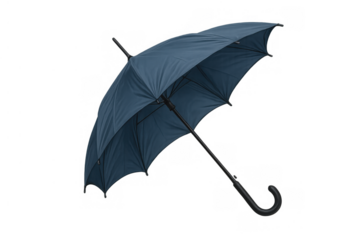 Blue umbrella open providing protection from rain, isolated object symbolizing bad weather safety