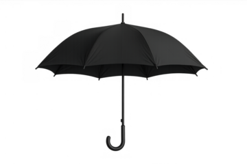 Black open umbrella providing weather protection, comfort, and safety from rain, an essential accessory for bad weather