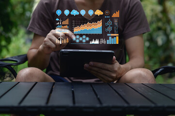 Digital Interface Showcasing Sustainability Metrics with Technology