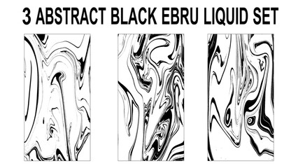 Collection of three Ebru, Turkish marbling art background 