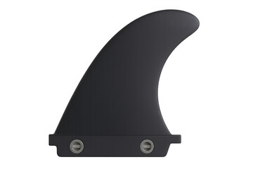 Surfboard fin, black, plastic, isolated on a transparent background. Essential accessory for waves and surfing