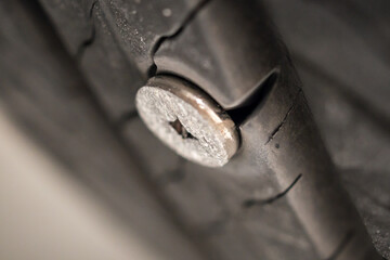 Screw punctured in the car tire