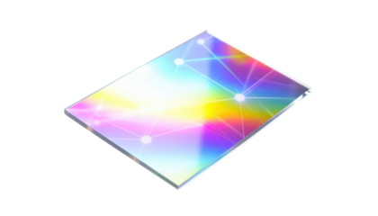 Iridescent Sheet with Geometric Network Overlay Abstract Design Element.
