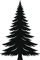 Naklejka premium PrintBlack pine tree silhouette, evergreen graphic design, winter nature symbol, holiday decoration element, stylized fir tree, minimal forest art