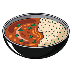 Asian curry vector illustration isolated on white background suitable for food restaurant dish menu or cultural spicy meal themed creative concept