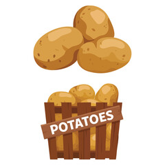 Basket full of potatoes isolated on white background illustration perfect for vegetable food design grocery recipe or farm produce themed artwork