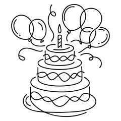 Cake line icon vector illustration for birthday events party celebration linear style editable stroke design perfect for festive dessert graphic artwork