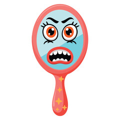 Character mirror with face on a white background illustration vector design ideal for self reflection portrait creative artwork or decorative design elements