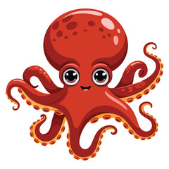 Close up octopus illustration vector isolated on white background perfect for marine wildlife nature study educational or realistic creative artwork designs