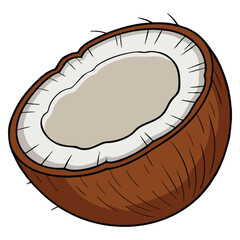 Coconut fruit vector illustration isolated on white perfect for tropical food design summer theme organic drink or natural healthy product creative artwork