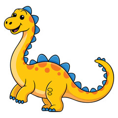 Cute yellow dinosaur with long neck illustration isolated vector perfect for kids character prehistoric animal cartoon or playful educational artwork