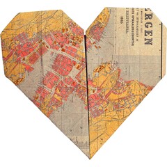 old paper heart map