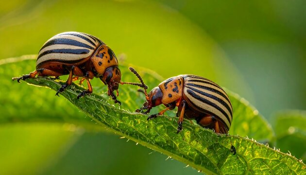 Two beetles on a leaf