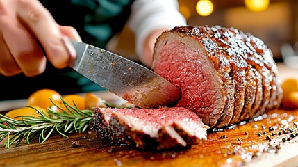 Slicing a Delicious Roast Beef.