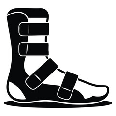 Foot ankle brace glyph icon vector isolated illustration depicting orthosis adjustable joint bandage leg brace pain relief muscle sprain treatment medical silhouette