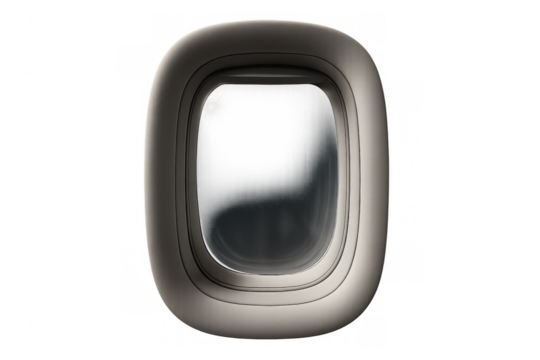 Airplane window offering a clear view, transparent background for travel and aviation concepts