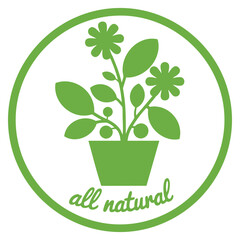 Illustration of a green all natural label on white background vector design perfect for organic products, eco friendly packaging and healthy themed artwork