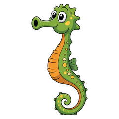 Illustration of a green seahorse on a white background vector artwork perfect for ocean marine animal underwater design or aquatic life themed creative concept