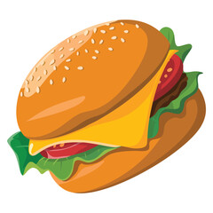 Illustration of burger isolated on white background vector design perfect for fast food packaging menu design or restaurant themed artwork concepts
