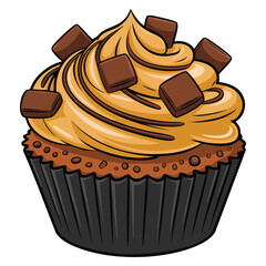 Illustration of isolated cacao cupcake vector design element perfect for dessert sweet food bakery or chocolate themed creative artwork and packaging