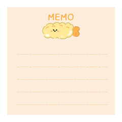 Post-it notes with cute shrimp tempura on top