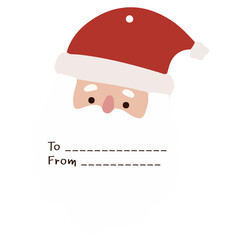 Santa Claus head tag with space to write a message