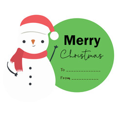 Snowman tag with the message Merry Christmas and a space to write your message.