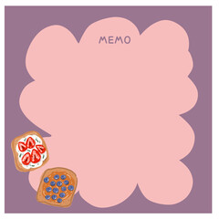 Purple-toned post-it notes with two flavors of bread on the side.