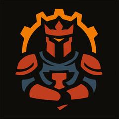 Crowned Knight Gaming Logo With Royal Halo And Closed Visor In Warm Reds